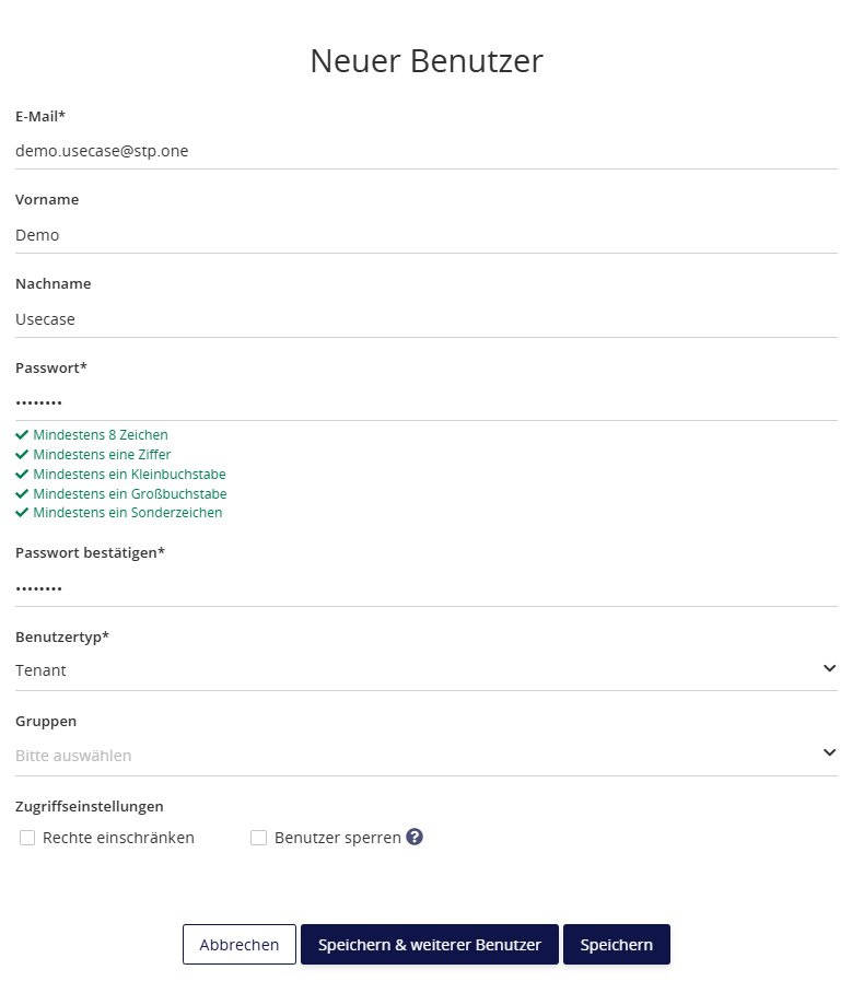 stp.one Cloud Create User