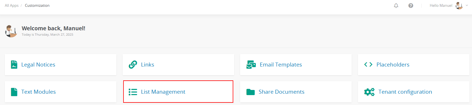 Customization / List Management