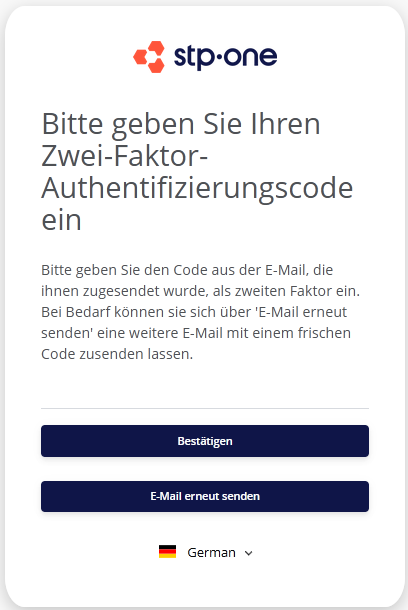 E-Mail Codeeingabe