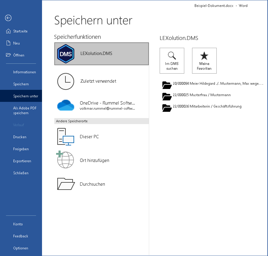 Dokument im DMS speichern – stp.one Help Center