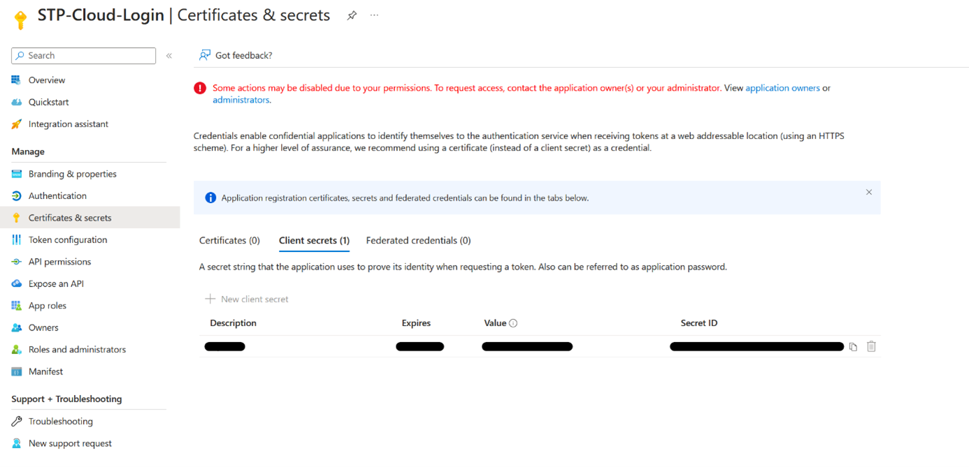 Add a client secret to App Registration