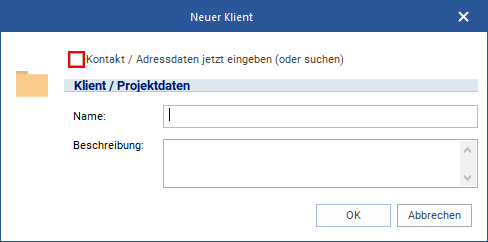 Dialog-Fenster "Neuer Klient"