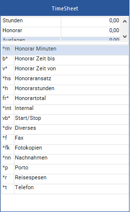 TimeSheet-Legende