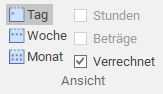 Gruppe "Ansicht" im Menüband "TimeSheet"