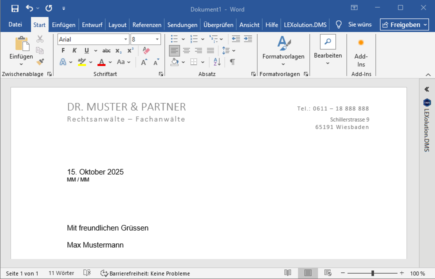 automatisiert erstelltes Word-Dokument