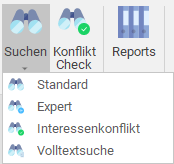 Drop-down-Menü des Buttons Suchen