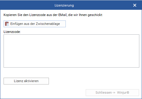 Das Fenster "Lizensierung"