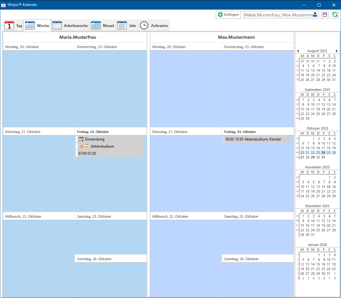 Kalender in Wochen-Ansicht