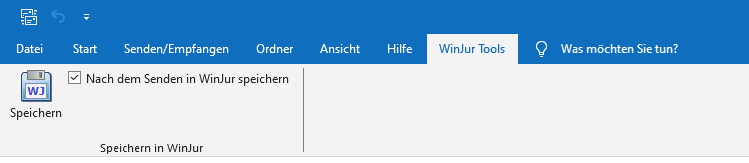 Der Reiter "Winjur Tools" in MS Outlook
