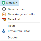 Drop-down-Menü im Kalender-Fenster