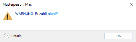 Hinweis-Einblendung beim Öffnen des Projekts