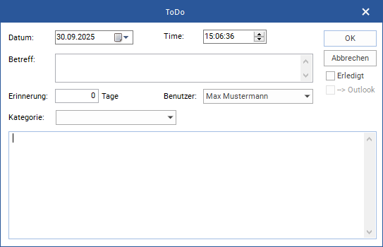 Das Fenster "ToDo"