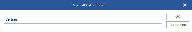Das Eingabe-Fenster für den Namen eines neuen Falls bzw. des Unter-Projekts