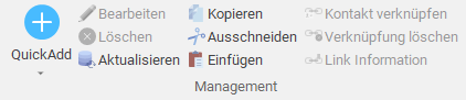 Gruppe "Management" im Menüband "Log/ Journal"