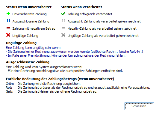 Legende der Status-Informationen