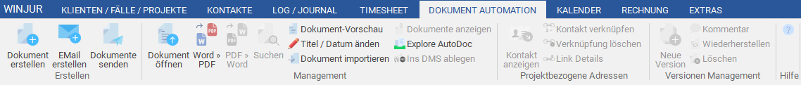Das Menüband "DokumentAutomation"