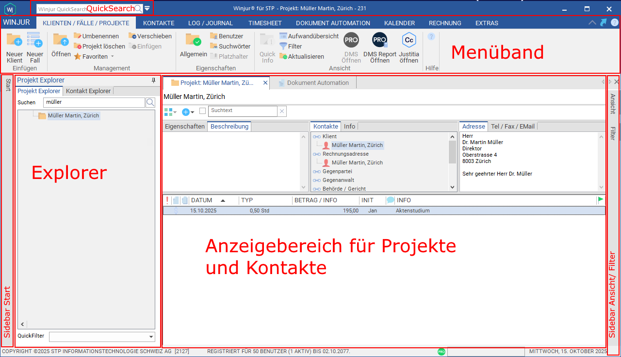 Winjur-Hauptfenster