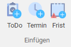 Gruppe "Einfügen" im Menüband "Kalender"