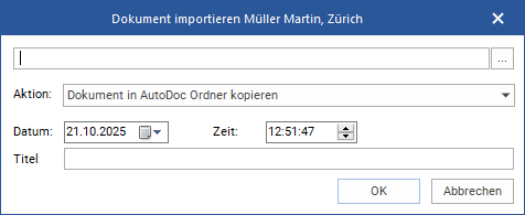 Das Fenster "Dokument importieren"