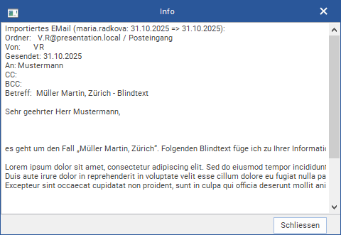 Das Fenster "Info"