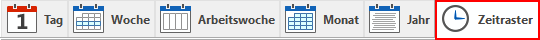 Reiter des Kalender-Fensters: Zeitraster