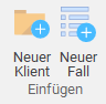 Gruppe "Einfügen" des Menübands "Klienten/ Fälle/ Projekte"