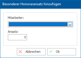 Das Fenster "Besonderer Honoraransatz hinzufügen"