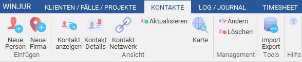 Das Menüband "Kontakte"
