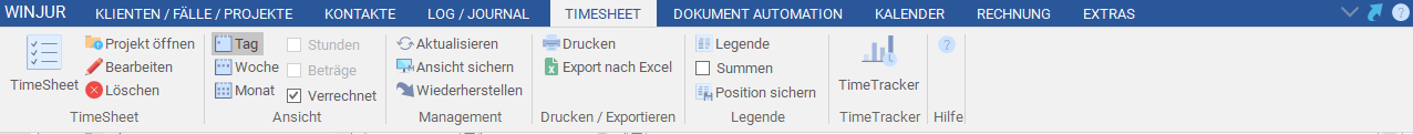 Das Menüband "TimeSheet"