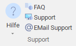 Gruppe "Support" im Menüband "Extras"