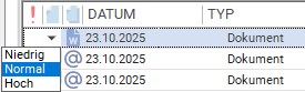 Drop-down-Menü für die Priorität