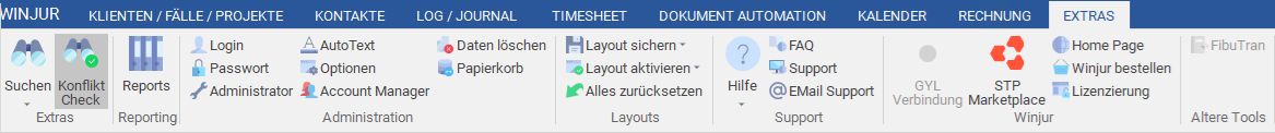 Das Menüband "Extras"