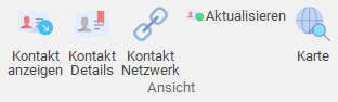 Gruppe "Ansicht" im Menüband "Kontakte"