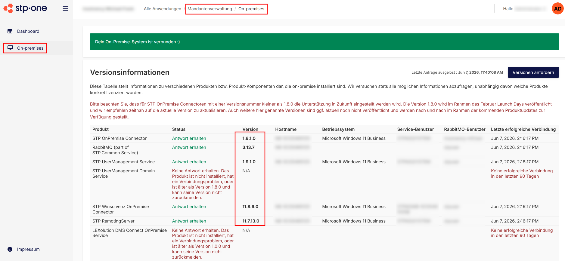 tenat admin - onpremise