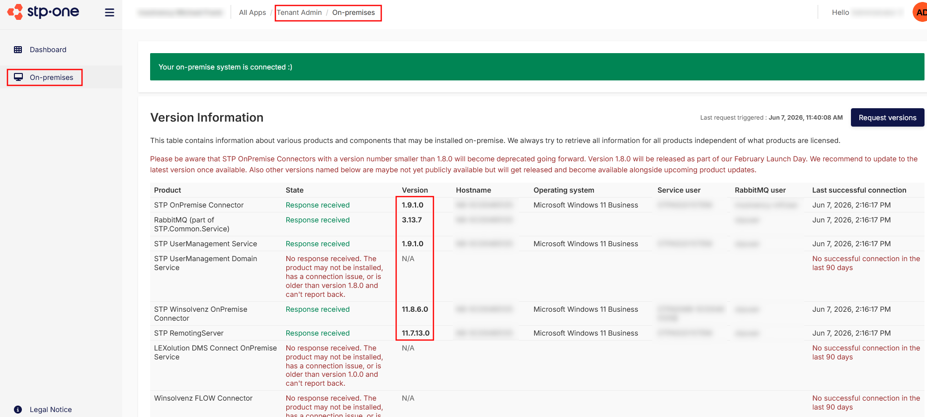 Tenant Admin - On-Premises
