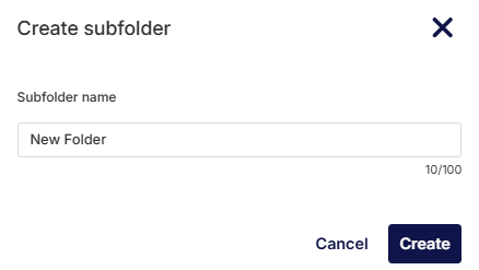 create subfolder modal