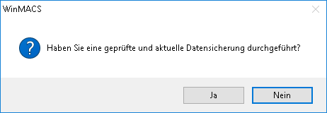 Sicherheitsabfrage bzgl. Datensicherung