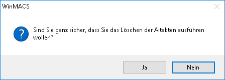 Sicherheitsabfrage zur Bestätigung des Löschvorgangs