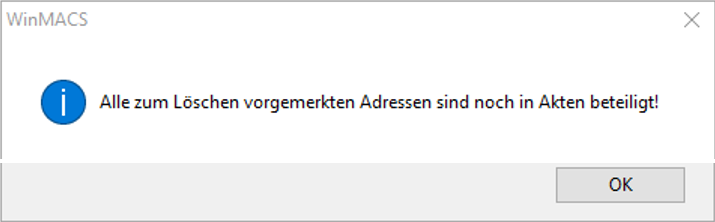 Hinweis auf Adressen, die in anderen Akten beteiligt sind