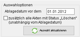 Bereich "Auswahloptionen"