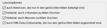 Bereich "Löschoptionen"