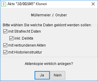 Beispiel-Dialog zum Akten-Klonen