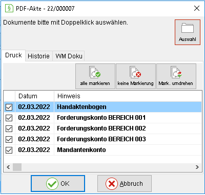 Das Fenster "PDF-Akte"