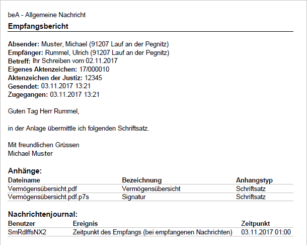 Der Empfangsbericht