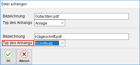 Das Fenster "Datei anhängen"
