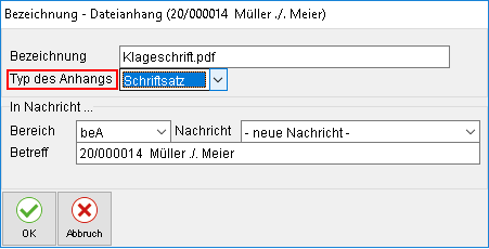 Der Übergabe-Dialog