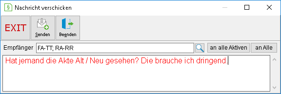 Das Fenster "Nachrichten verschicken"