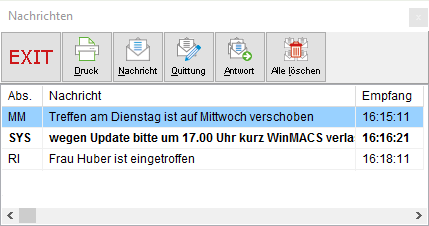Das Fenster "Nachrichten"