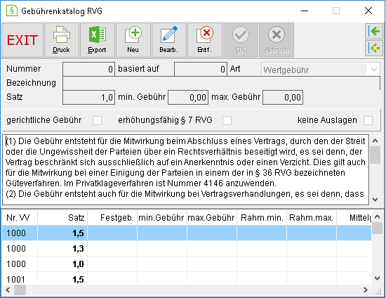 Ältere Gebührenkataloge