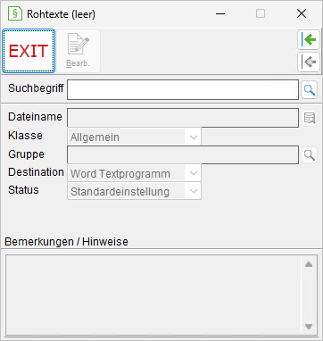 Das Rohtexte-Fenster